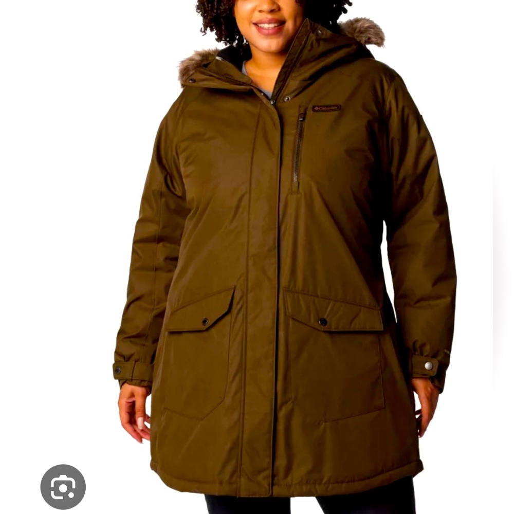 Columbia Olive Green Parka with Faux Fur Hood